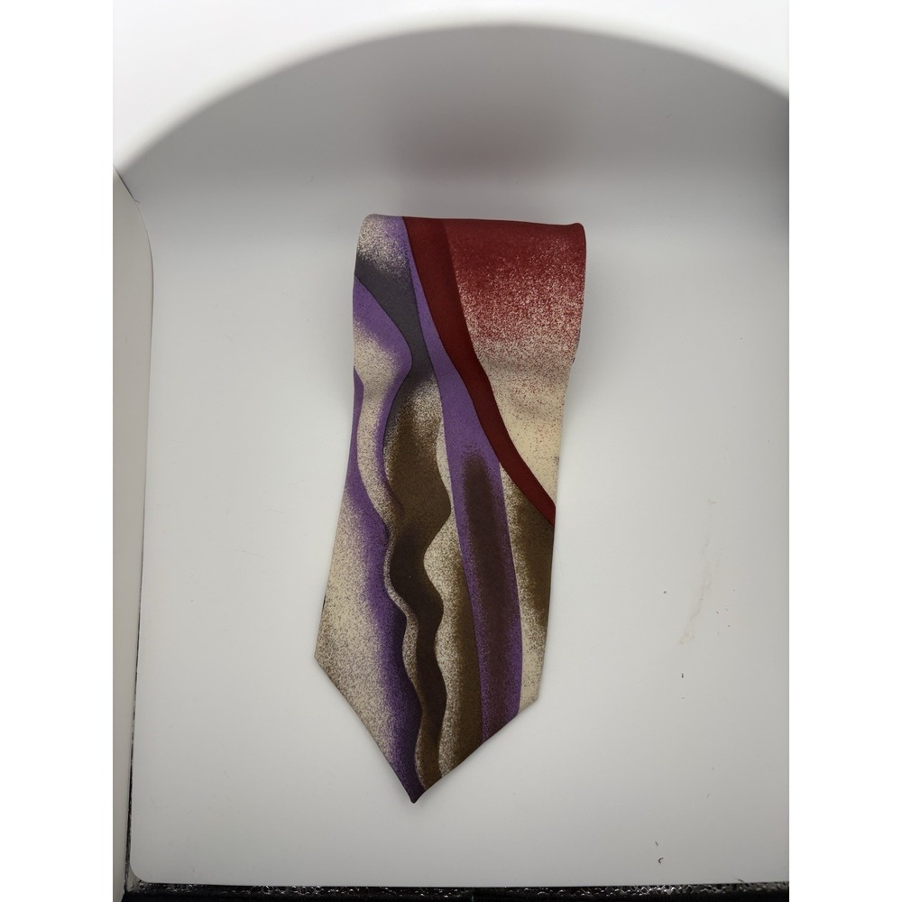 Pierre Balmain Mens Multicolor Silk Tie Necktie Abstract Pattern Vintage Italian
